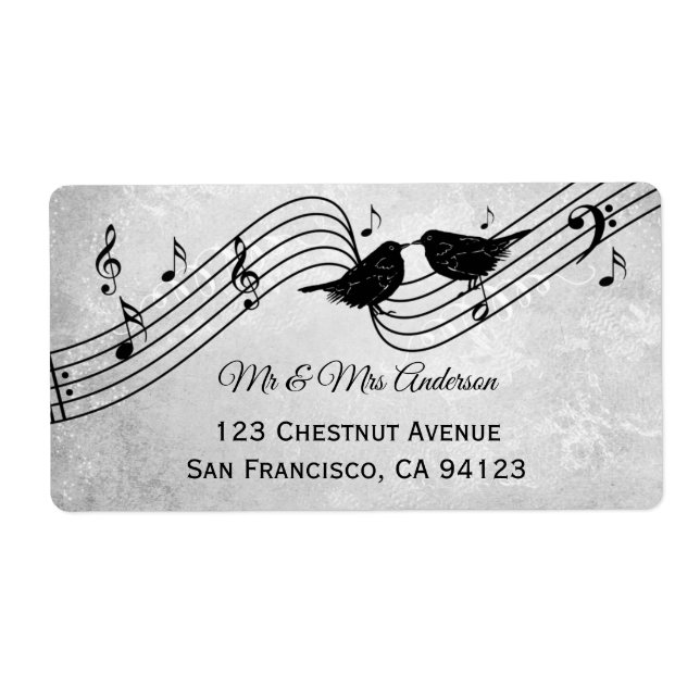 Elegant Music Theme Wedding Shipping Label (Front)