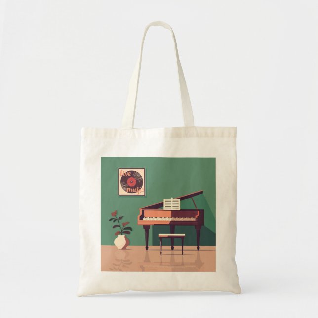 Elegant Music-Themed Tote Bag (Front)