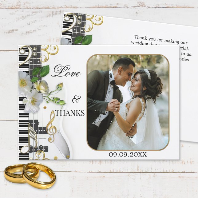Elegant Music Themed Wedding Photo Thank You Card (Creator Uploaded)