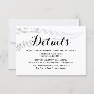 Elegant Music Wedding Details Accommodations Invitation