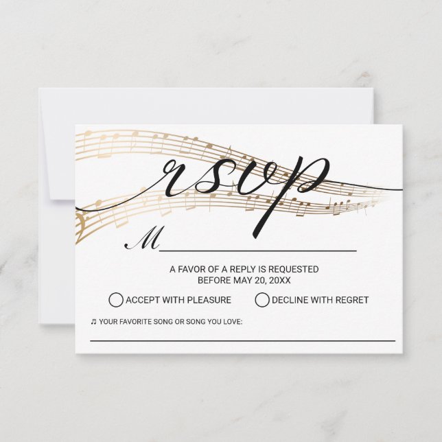 Elegant Music Wedding Song Request RSVP Card (Front)