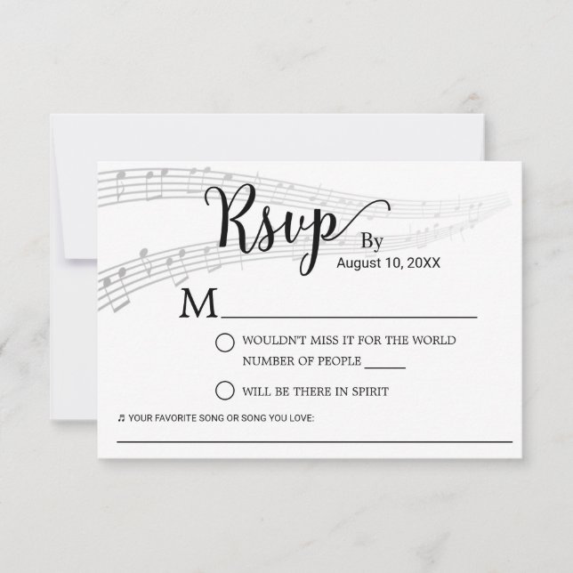 Elegant Music Wedding Song Request RSVP Card (Front)