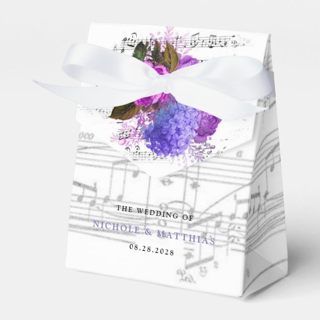 Elegant Musical Floral Wedding Favour Box (Front Side)