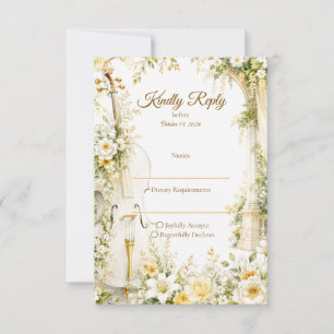 Elegant Musical Garden Wedding RSVP Card