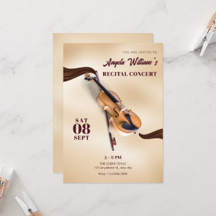 Elegant Musical Instrument violin concert recital Invitation