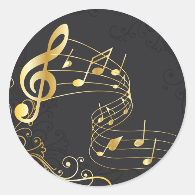 Elegant Musical Note Luxury design Classic Round Sticker (Front)