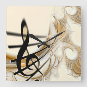 Elegant Musical Note Square Wall Clock