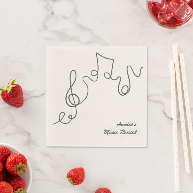 Elegant Musical Notes Treble Clef Music Event Napkin (Insitu)