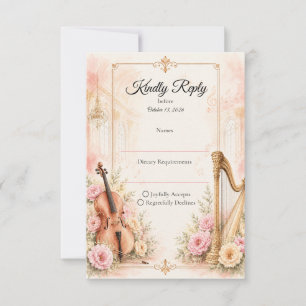 Elegant Musical Wedding Wedding RSVP Card
