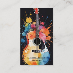 Elegant Musician Business card with Guitar