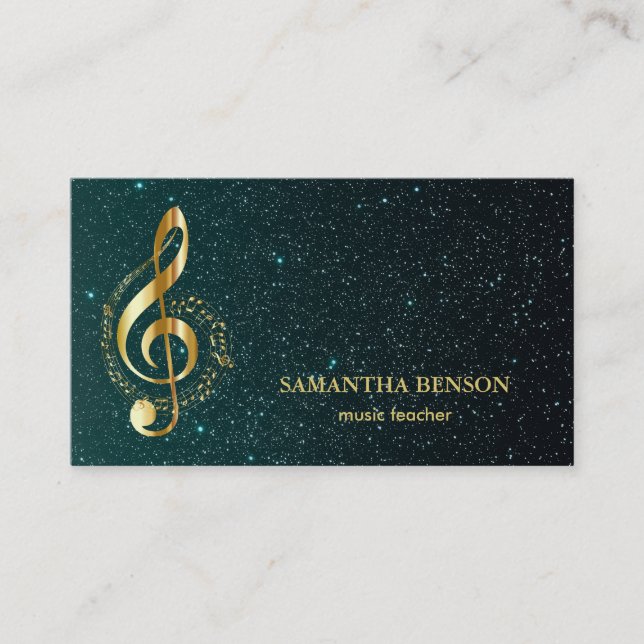 Elegant Musician Business card with Music Note (Front)