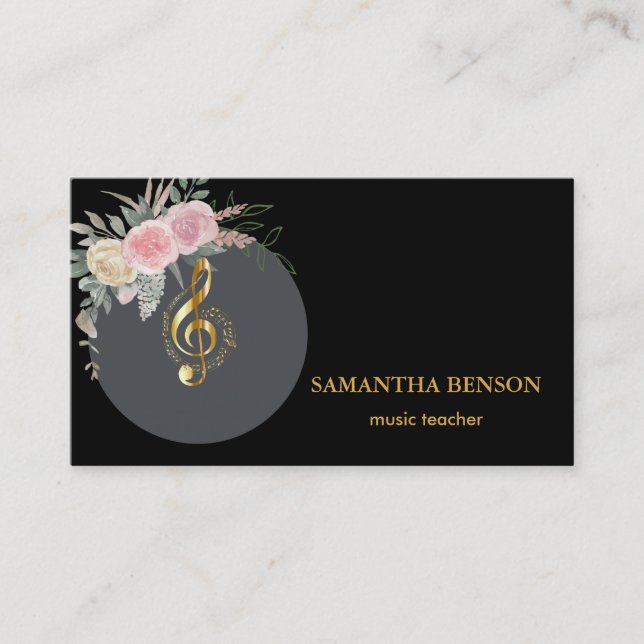 Elegant Musician Business card with Music Note (Front)