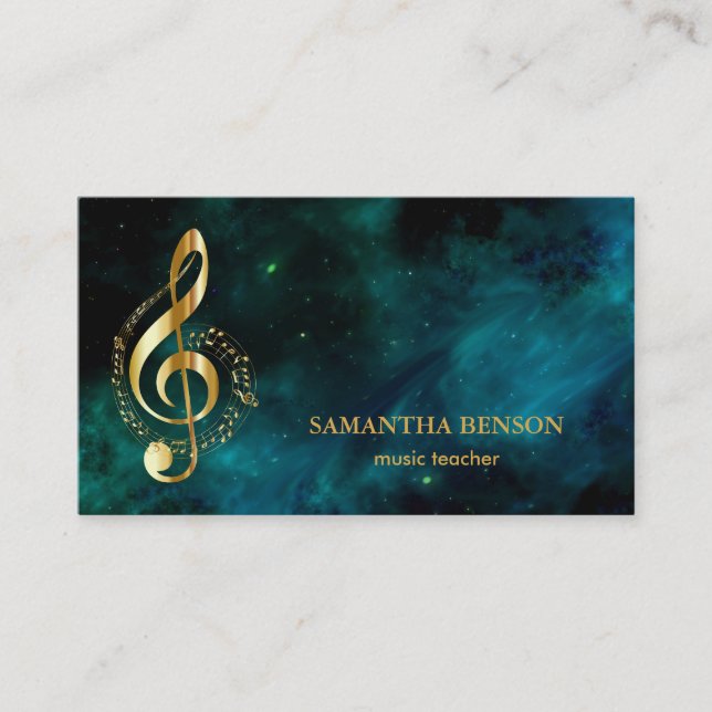 Elegant Musician Business card with Music Note (Front)