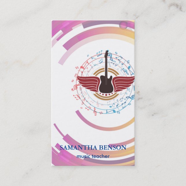 Elegant Musician Business card with Music Note (Front)