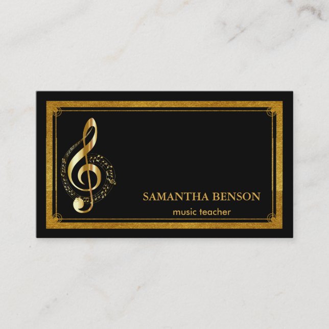 Elegant Musician Business card with Music Note (Front)