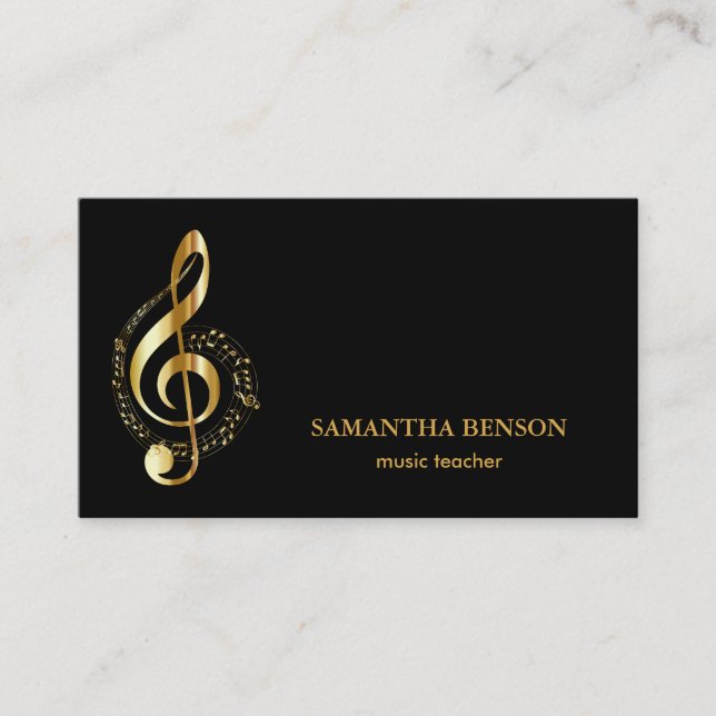 Elegant Musician Business card with Music Note (Front)