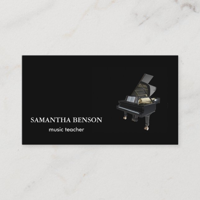 Elegant Musician Piano Instructor Music Teacher Business Card (Front)