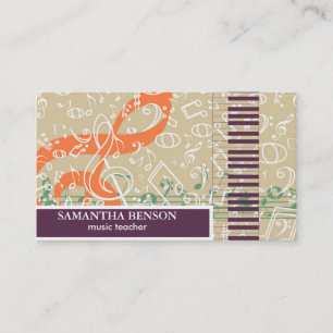 Elegant Musician Piano Instructor Music Teacher Business Card
