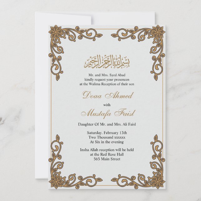 Elegant muslim wedding invitation (Front)