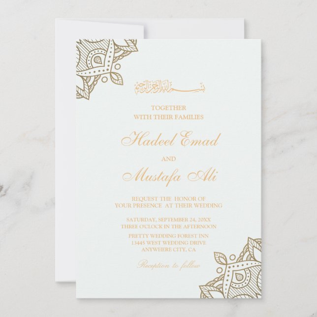 Elegant muslim wedding invitations (Front)