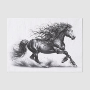 Elegant Mustang Horse Black and White Decoupage Tissue Paper