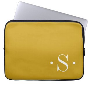 Elegant Mustard Monogram Laptop Sleeve