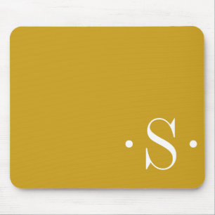 Elegant Mustard Monogram Mouse Mat