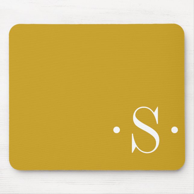 Elegant Mustard Monogram Mouse Mat (Front)
