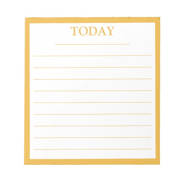 Elegant Mustard Yellow Frame TODAY To Do List Notepad (Front)