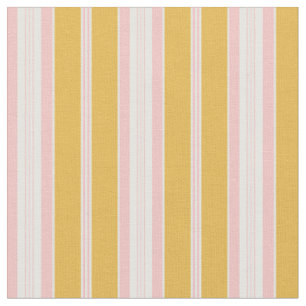 Elegant Mustard Yellow Pink French Ticking Stripe Fabric