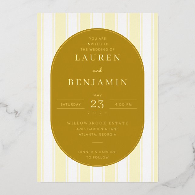 Elegant Mustard Yellow Wedding Invitation (Front)