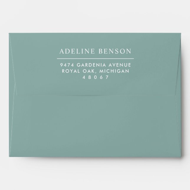 Elegant Muted Blue Green Wedding Mailing Envelope (Back (Top Flap))