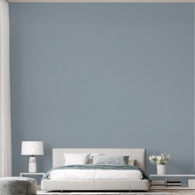 Elegant Muted Blue-Grey Plain Solid Colour Bedroom Wallpaper (Bedroom)