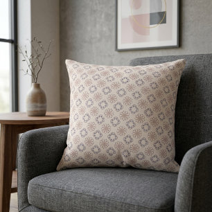 Elegant Muted Floral Clover & Starburst Pattern Cushion