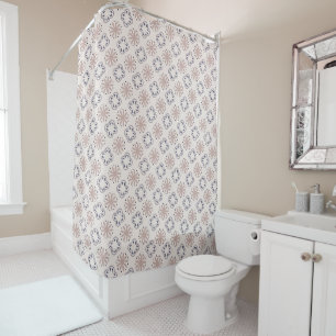 Elegant Muted Floral Clover & Starburst Pattern Shower Curtain