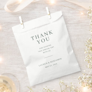 Elegant Muted Green Minimalist Gratitude Favour Bags