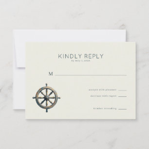 Elegant Muted Nautical Wheel RSVP Card