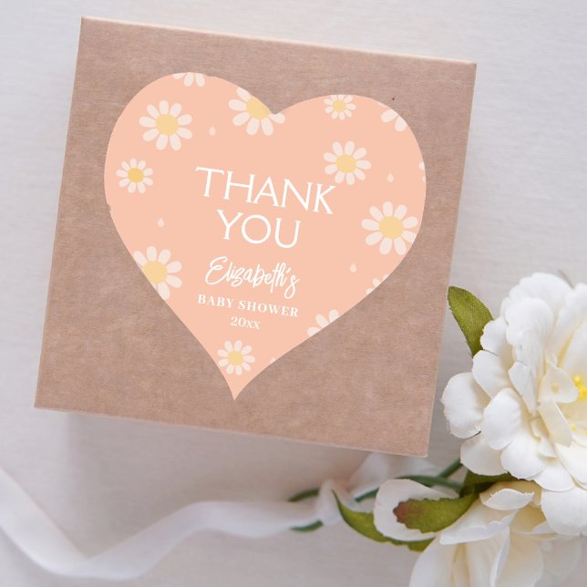 Elegant Muted Pastels Spring Baby Shower Thank You Heart Sticker (Creator Uploaded)