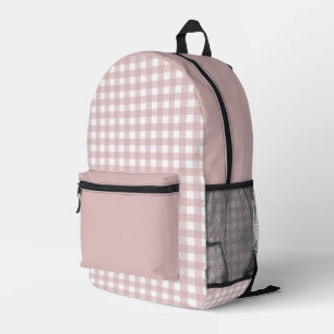 Elegant Muted Pink Plaid Pattern Printed Backpack