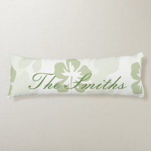 Elegant Muted Sage Hibiscus Pattern Body Cushion