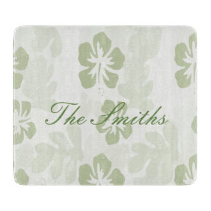Elegant Muted Sage Hibiscus Pattern  Cutting Board