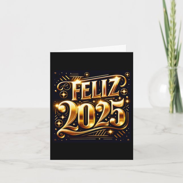 Elegant Muy feliz Año Nuevo 2025 Folded Holiday Card (Front)