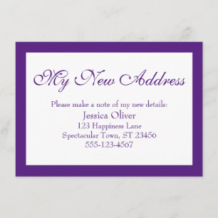 Elegant My New Address Bordered Purple & White Enclosure Card