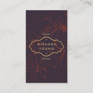 Elegant Mystic Floral Pattern Burgundy Business Card