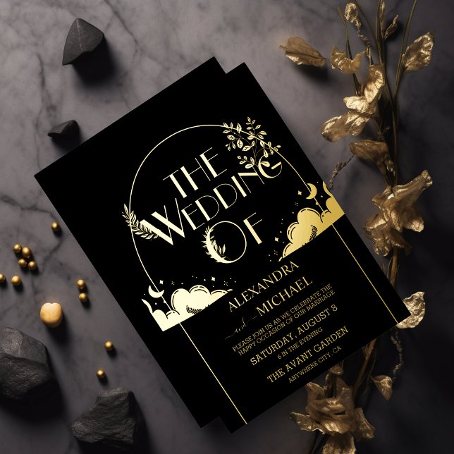 Elegant Mystical Black Gold Clouds Moon Wedding (Creator Uploaded)
