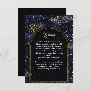 Elegant mystical celestial wedding details enclosure card