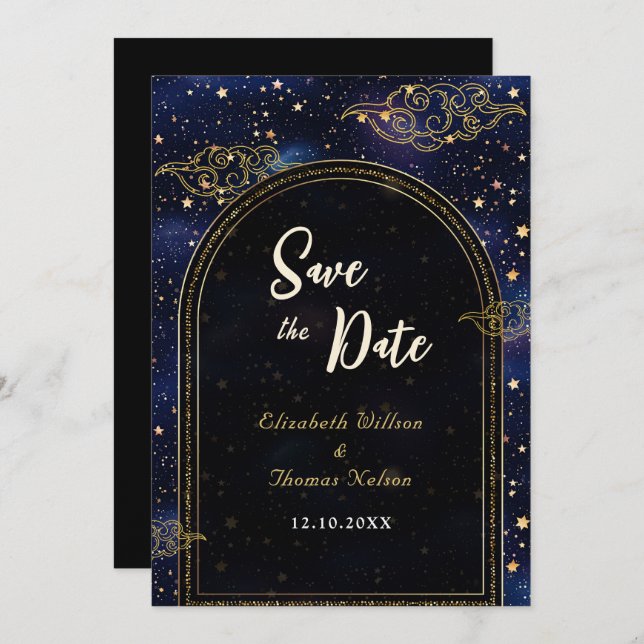 Elegant mystical celestial wedding save the date (Front/Back)