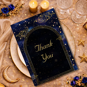 Elegant mystical celestial wedding thank you card