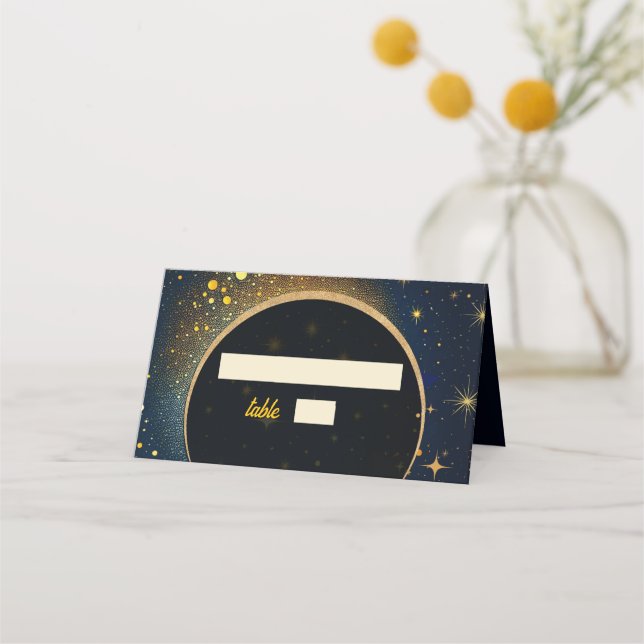 Elegant mystical moon celestial wedding place card (Front)
