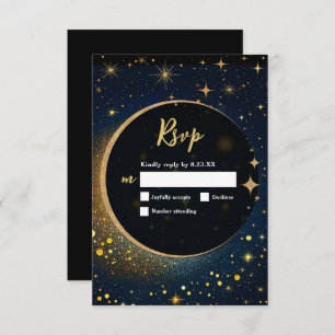 Elegant mystical moon celestial wedding RSVP card